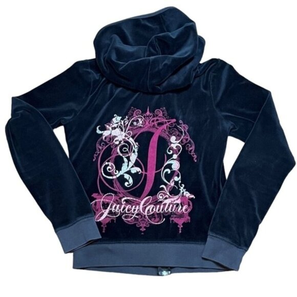 Juicy‎ Couture Y2K Full Zip Sweater Hoodie Women Size Medium - Picture 3 of 9